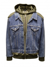 Qbism denim jacket with green hood on discount sales online