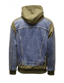 Qbism denim jacket with green hood