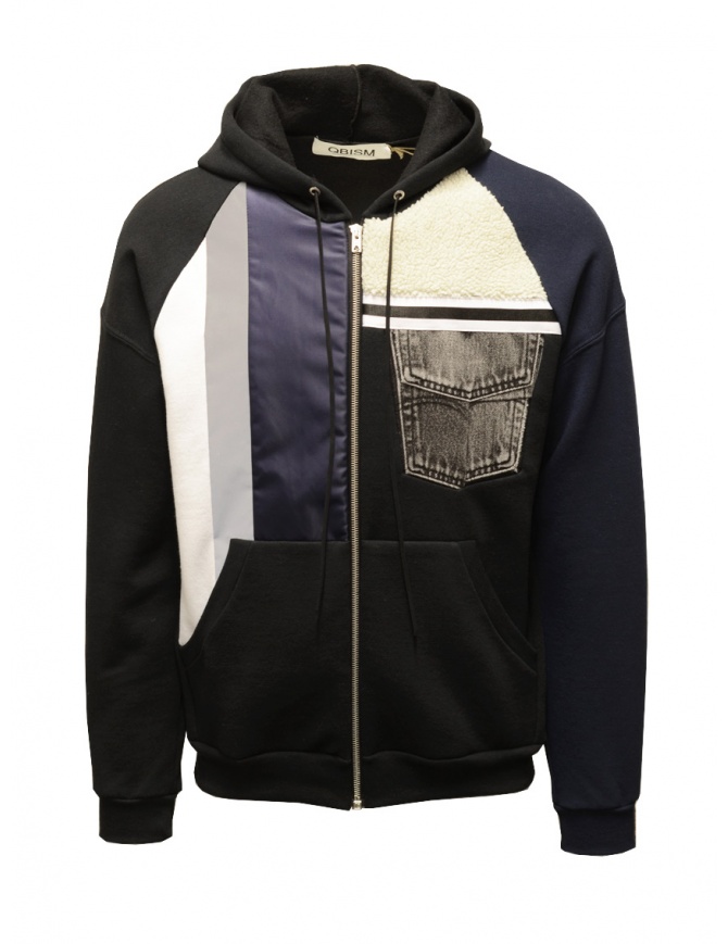 Qbism black hooded sweatshirt with plush detail STYLE 05 PJ02 men s knitwear online shopping