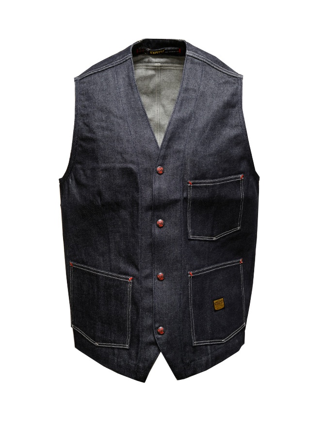 Kapital gilet in jeans blu scuro indaco K2209SJ002 IDG gilet uomo online shopping