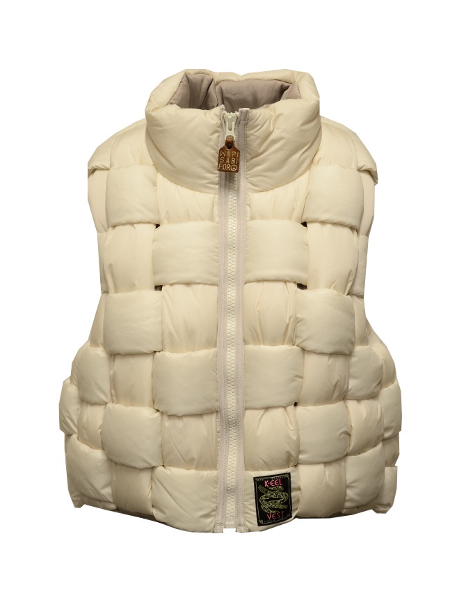 Kapital natural white interwoven vest K2209SJ027 NAT womens vests online shopping