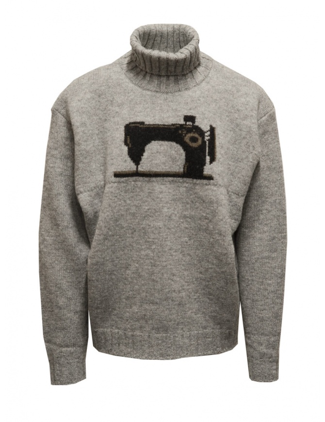 Kapital grey turtleneck sweater with sewing machine K2209KN038 GRY men s knitwear online shopping