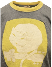 Kapital t-shirt grigia e gialla con gatto sulla chitarra