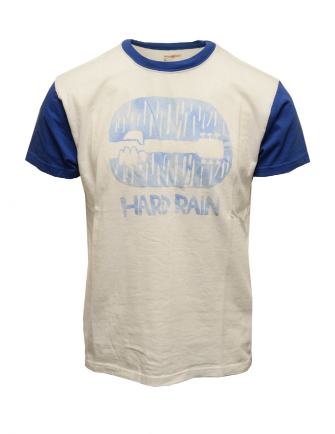 Kapital Hard Rain white and blue T-shirt K2206SC146 WHITE mens t shirts online shopping
