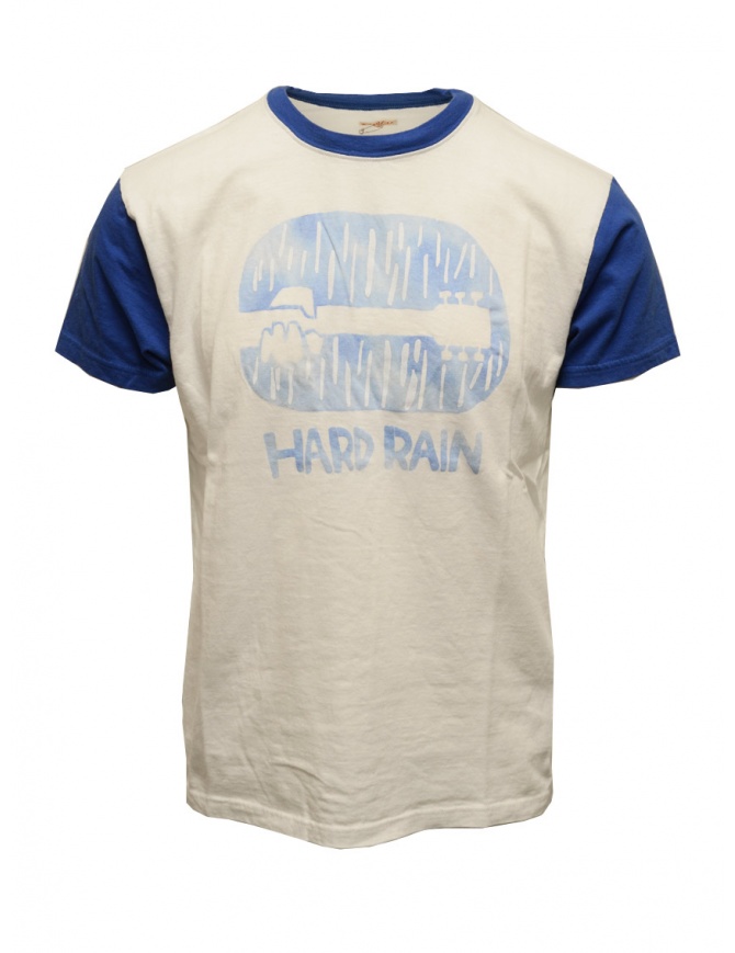 Kapital T-shirt Hard Rain bianca e blu K2206SC146 WHITE t shirt uomo online shopping