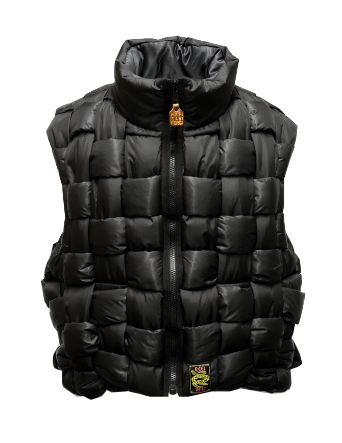 Kapital black interwoven reversible padded vest for men EK-788 BLK mens vests online shopping
