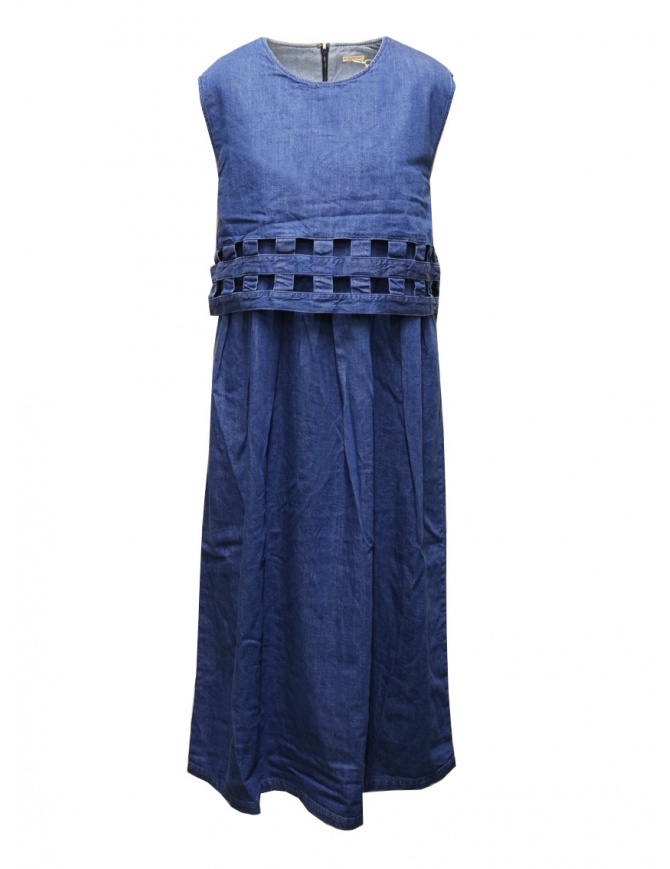 Kapital denim dress with perforated top K2204OP066 IDG womens dresses online shopping