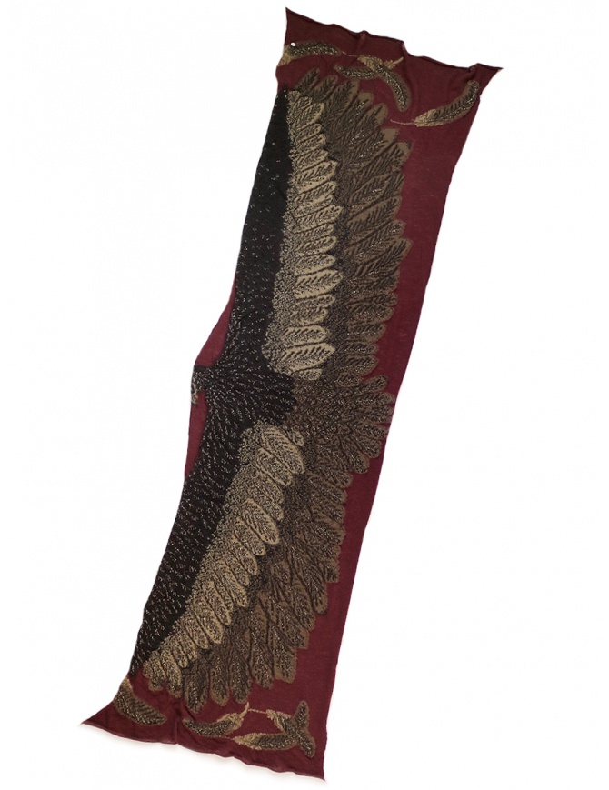 Kapital sciarpa con aquila marrone e burgundy EK-972 ENJ sciarpe online shopping