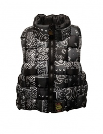 Womens vests online: Kapital black interwoven vest with print