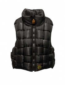 Womens vests online: Kapital black interwoven padded vest for woman