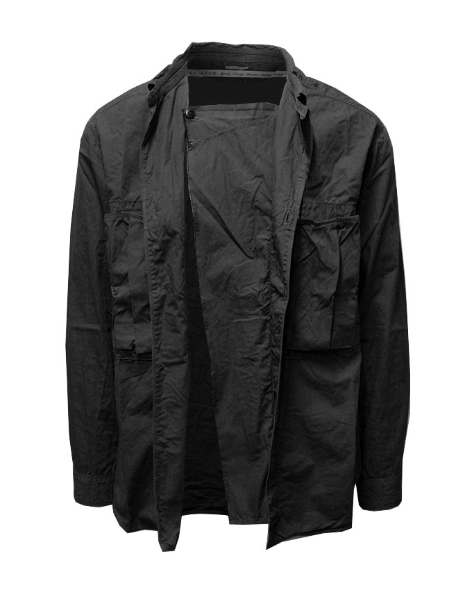 Kapital camicia anorak nera a maniche lunghe EK-739 BLACK