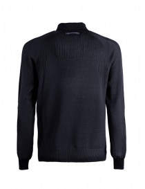 Monobi Woolmax navy blue knitted long-sleeved polo shirt price