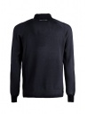 Monobi Woolmax navy blue knitted long-sleeved polo shirt 11809503 F 5020 NAVY BLUE price