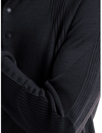 Monobi Woolmax navy blue knitted long-sleeved polo shirt