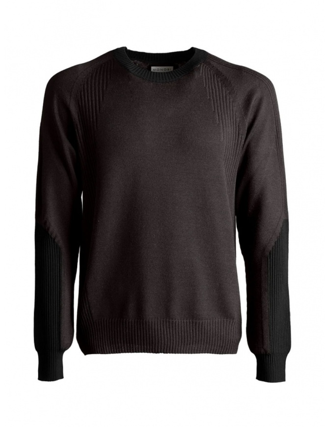 Monobi Woolmax graphite grey crewneck sweater 11810503 F 31943 GRAPHITE men s knitwear online shopping