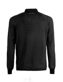 Monobi black long-sleeved polo shirt in wool knit buy online