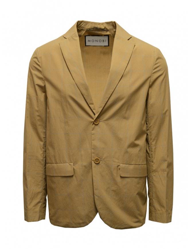 Monobi blazer beige a quadri azzurri 10566110 F 804 SAND giacche uomo online shopping