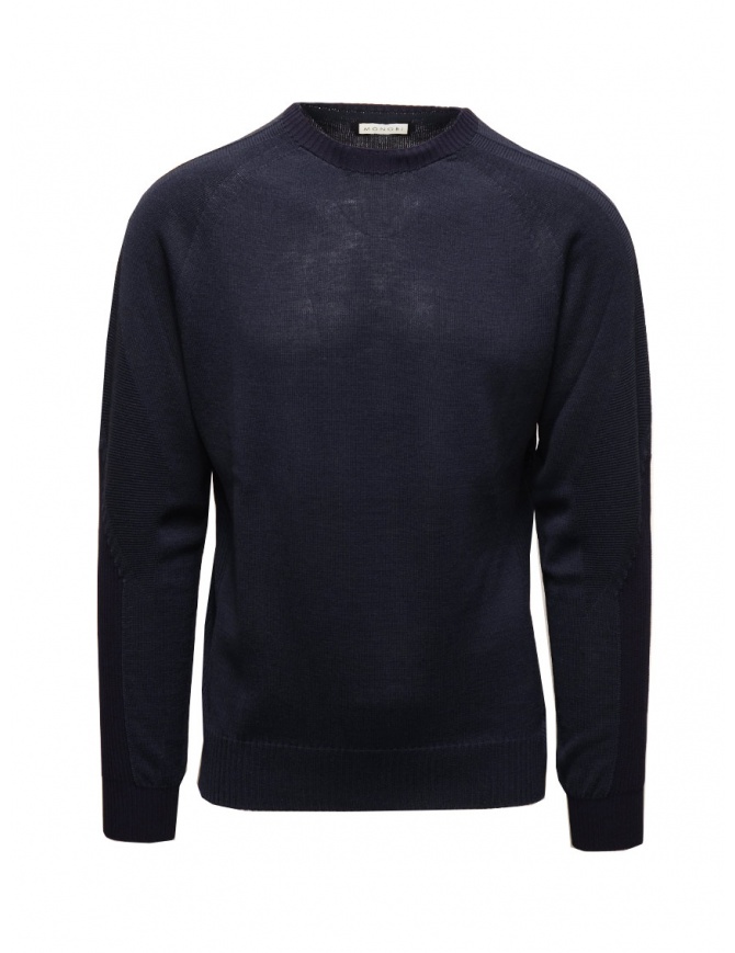 Monobi pullover in navy blue merino wool 10891506 F 30033 NAVY BLUE men s knitwear online shopping