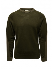 Monobi pullover in lana merino verde militare scontati online