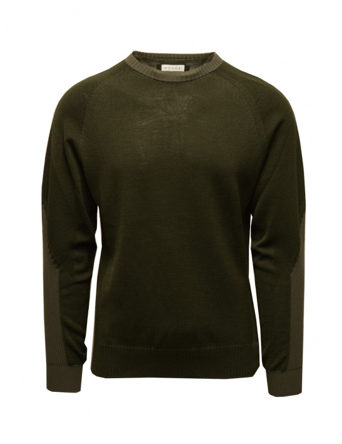 Monobi pullover in military green merino wool 10891506 F 30036 MILITARY men s knitwear online shopping