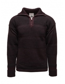 Maglieria uomo online: S.N.S. Herning Fisherman pullover con zip corta color vinaccia