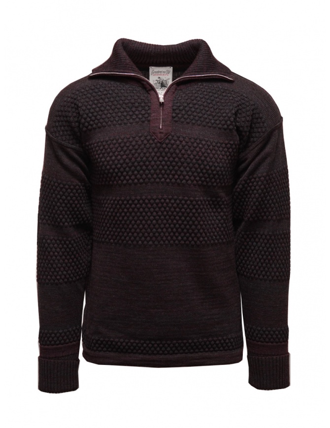 S.N.S. Herning Fisherman pullover con zip corta color vinaccia 175-00K B6225 HYBRID PURPLE maglieria uomo online shopping