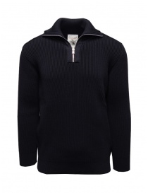 S.N.S. Herning blue wool sweater with short zip online