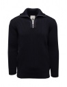 S.N.S. Herning maglione in lana blu con zip corta acquista online 722-00K U2530 ARMY BLUE