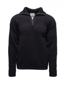 Maglieria uomo online: S.N.S. Herning Fisherman pullover blu navy con zip corta