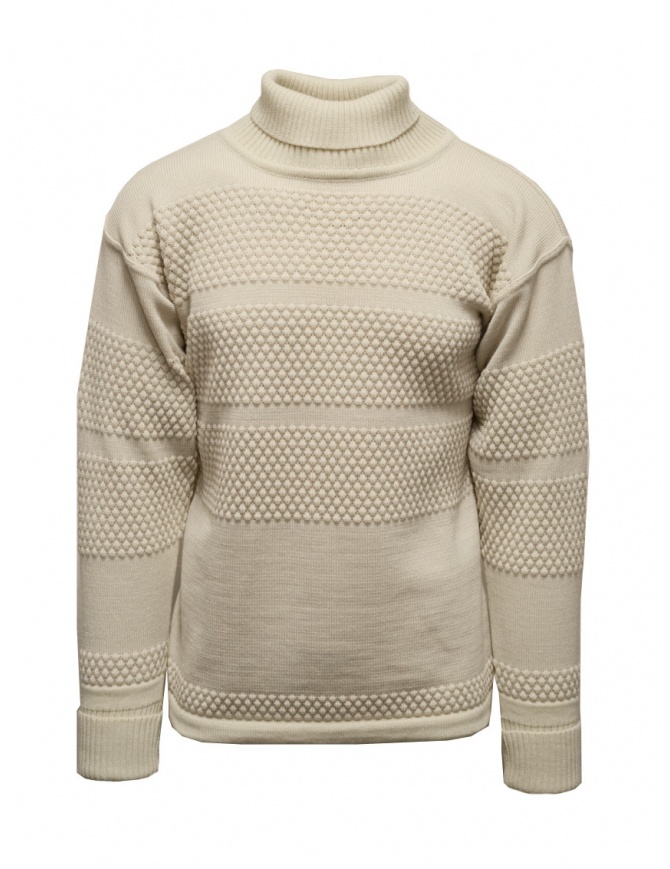 S.N.S Herning Fisherman maglione a collo alto bianco 175-00H U7231 NATURAL WHITE maglieria uomo online shopping