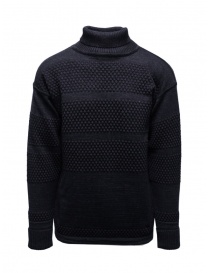 Men s knitwear online: S.N.S. Herning Fisherman navy blue turtleneck sweater