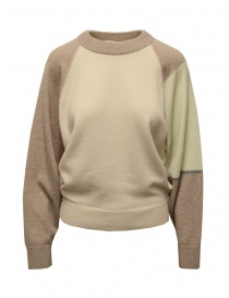 Dune_ pullover in cashmere color block beige-verde 01 35 K24P SHINE ordine online