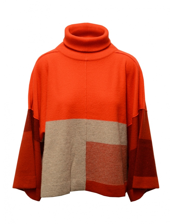 Dune_ patchwork high-neck kimono sweater in red 01 30 K38P LIPSTICK Dune_ patchwork high-neck kimono sweater in red 01 30 K38P LIPSTICK women s knitwear online shopping