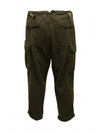 Cellar Door Cargo pants in dark olive green fleece