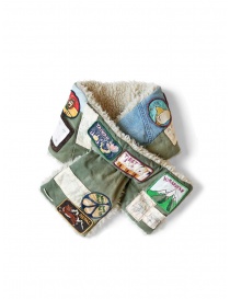 Kapital cross scarf in patchwork fabric and plush K2210XG518 KHA