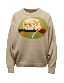 Kapital beige pullover with a cat on a guitar K2210KN111 BEIGE