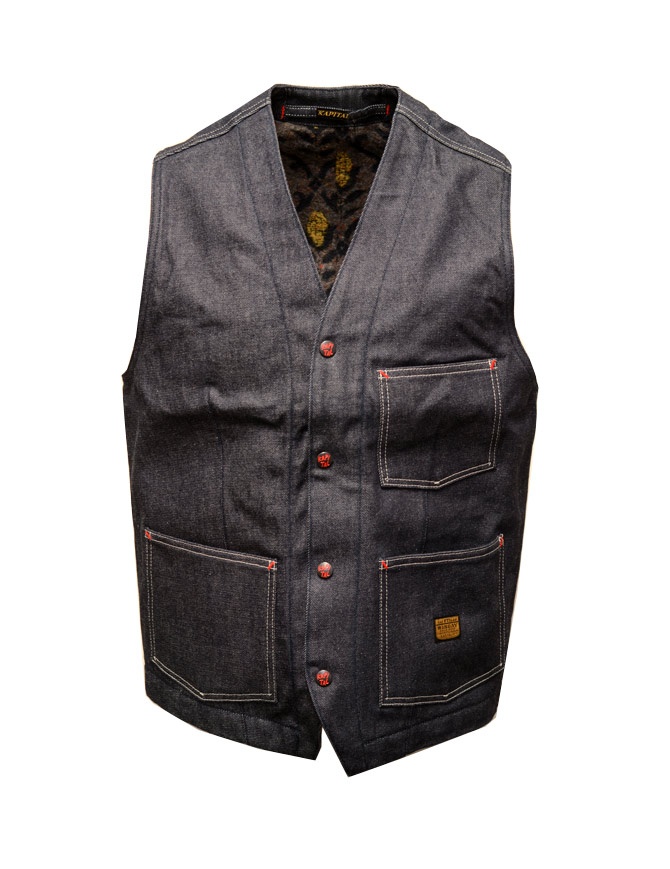 Kapital gilet in denim foderato in lana K2210SJ088 IDG gilet uomo online shopping