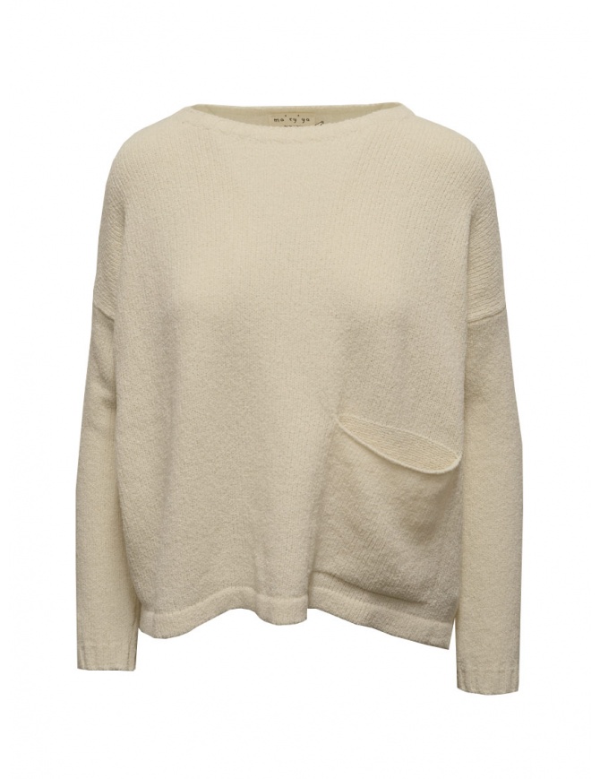 Ma'ry'ya pullover in lino bianco latte YIK031 G2 MILK maglieria donna online shopping