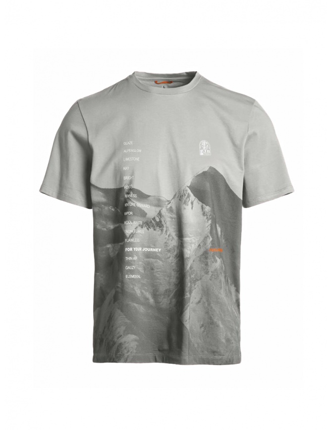 Parajumpers Limestone grey T-shirt with printed mountains PMTEEAV02 LIMESTONE LONDON FOG mens t shirts online shopping