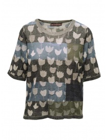 Womens t shirts online: M.&Kyoko grey, black, blue floral t-shirt