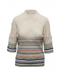 M.&Kyoko ivory jacquard 3/4 sleeve turtleneck on discount sales online