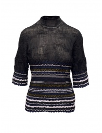 Women s knitwear online: M.&Kyoko black turtleneck with jacquard stripes