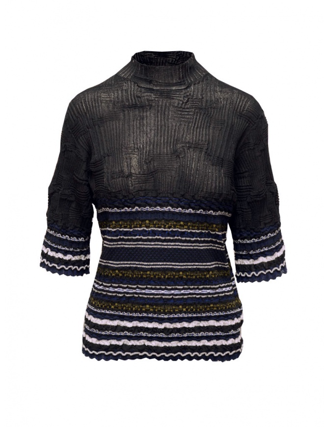 M.&Kyoko black turtleneck with jacquard stripes BCH01050WA BLACK women s knitwear online shopping