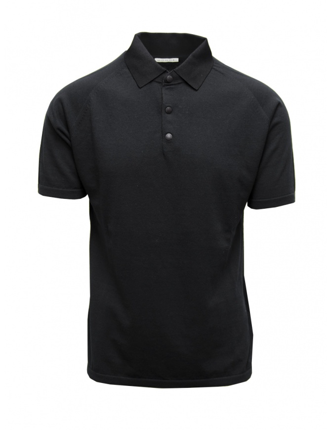 Monobi polo shirt in black cotton knit 12862513 BLACK 5099 mens t shirts online shopping