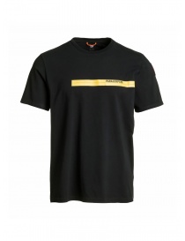 Parajumpers Tape Tee black t-shirt with yellow print PMTEEIT01 TAPE BLACK 541