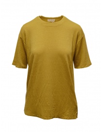 Womens t shirts online: Ma'ry'ya ocher linen t-shirt