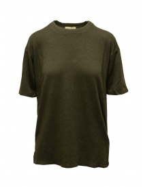 T shirt donna online: Ma'ry'ya t-shirt in lino verde militare scuro