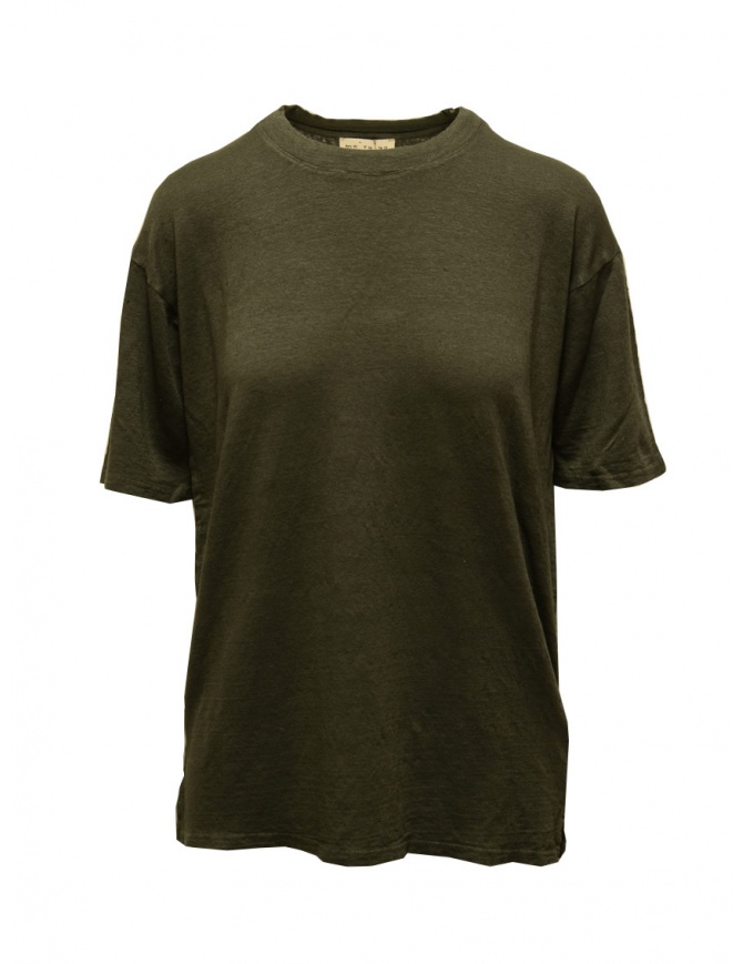 Ma'ry'ya dark military green linen t-shirt YIJ100 J6 MILITARY womens t shirts online shopping