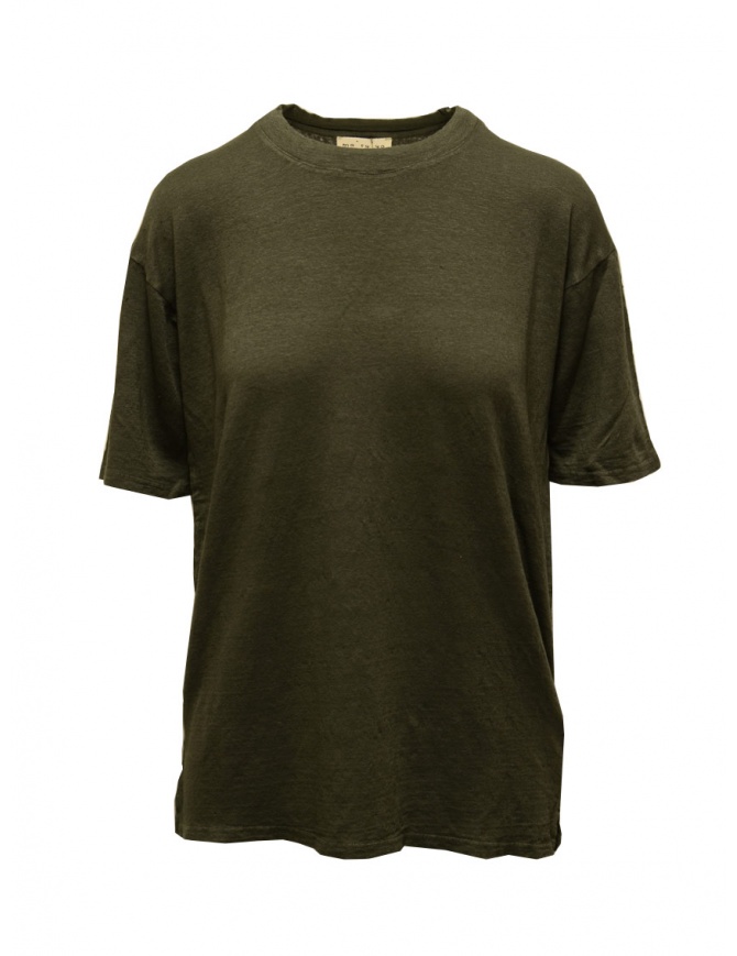 Ma'ry'ya t-shirt in lino verde militare scuro YIJ100 J6 MILITARY t shirt donna online shopping