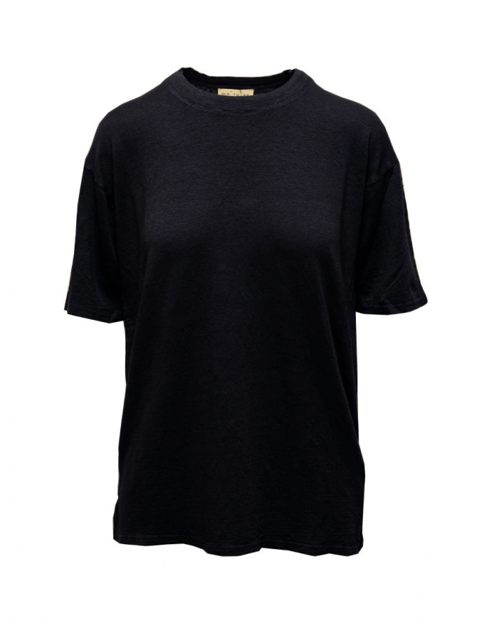 Ma'ry'ya navy blue linen t-shirt YIJ100 J8 NAVY womens t shirts online shopping